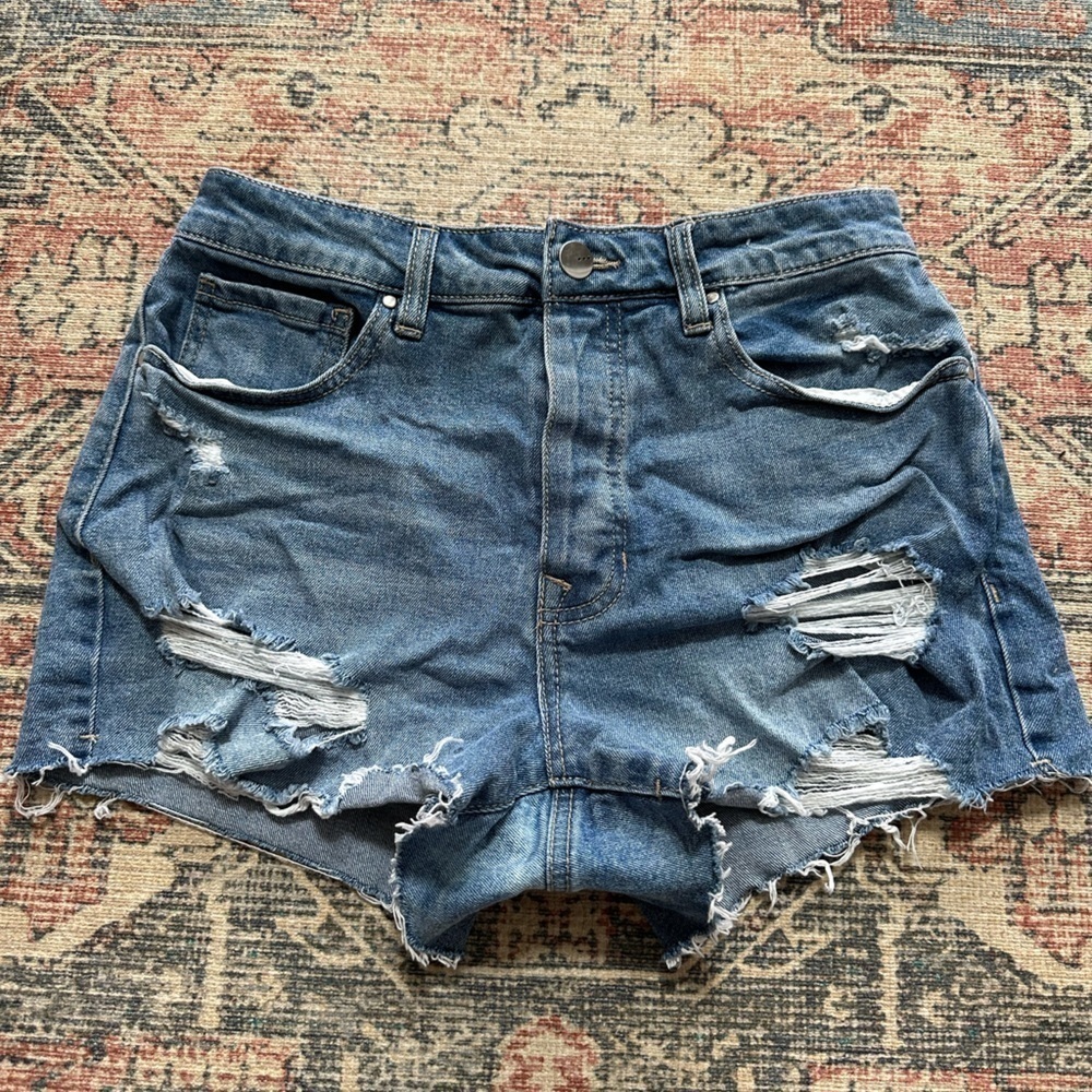 women’s TGLA denim cut off distressed high rise jean shorts size 27